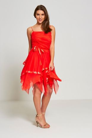 Orange Evening Prom Midi Dress