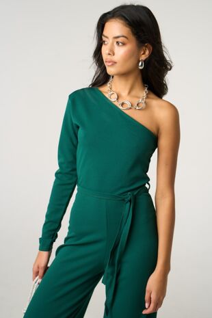 Emerald One Shoulder Long Sleeve Jumpsuit