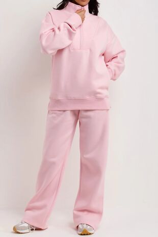 Baby Pink Sweatshirt With Straight Leg Jogger