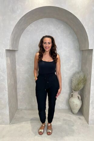 Black Elasticated Cargo Trouser