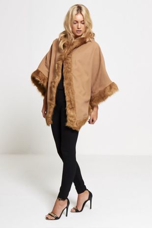 Fur Lined Hooded Cape
