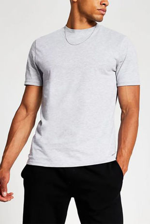 Grey Basic Crew Neck T-Shirt