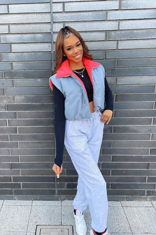 Grey Reversible Crop Padded Gilet