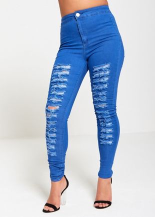 High Waist Extreme Ripped Skinny Jeans