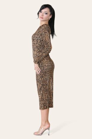 One Shoulder Plisse Pleated Printed Midi Dress