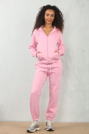 Pink Oversized Zip Hooded Tracksuit