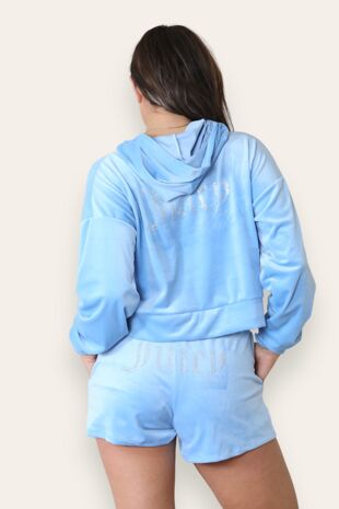 Studded Juicy Print Velour Hoodie And Short Set