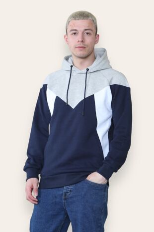 Navy Light And Grey White Hoodie