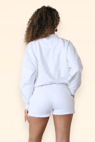 White Bomber Jacket and Shorts Loungewear