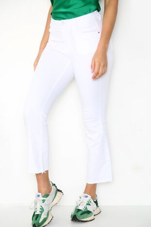 White Mid Rise Flared Jeans