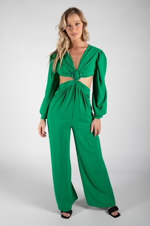 Jade Balloon Sleeve Cut Out Jumpsuit
