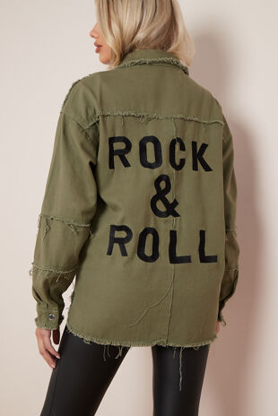 Khaki Rock and Roll Denim Jacket