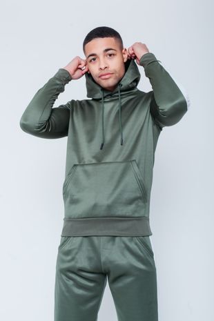 Khaki White Tape Pouch Pullover Tracksuit 