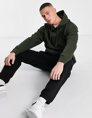 Khaki Basic Fleece Pullover Hoodie