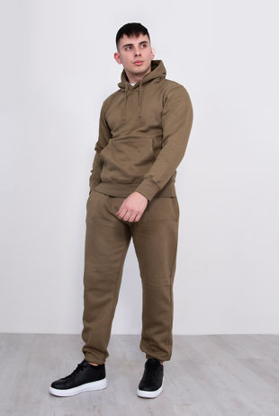 Khaki Basic Pullover Hood Tracksuit