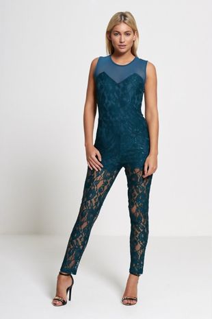 Wine Premium Lace Jumpsuit