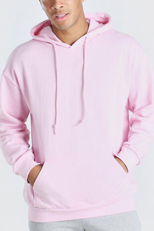 Pink Basic Fleece Pullover Hoodie
