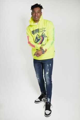 Neon Yellow Urban Surf Hooded Sweatshirt