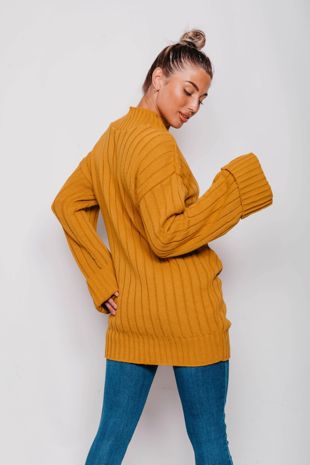 Mustard Oversized Rib Knit Jumper Dress