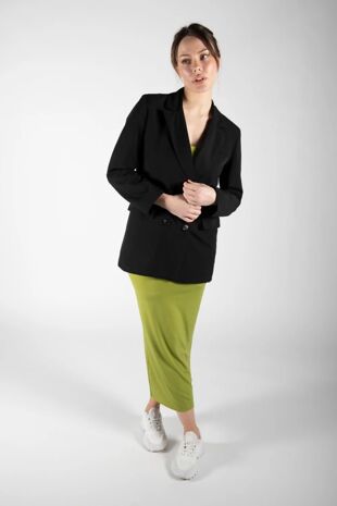 Black Oversized Double Breasted Lightweight Blazer 