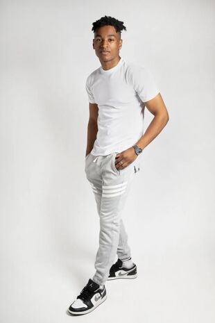 Grey Stripped Joggers