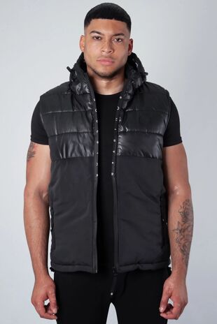 Navy Half Quilted Logo Gilet Bodywarmer