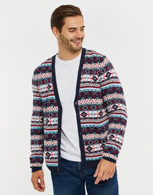 Navy Iceland Christmas Cardigan Jumper