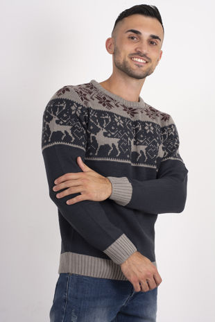 Navy Stag Reindeer Christmas Jumper