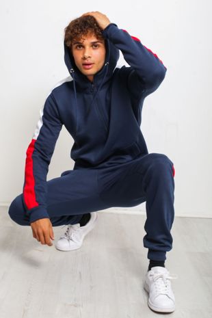 Navy With Red And White Stripe Tracksuit