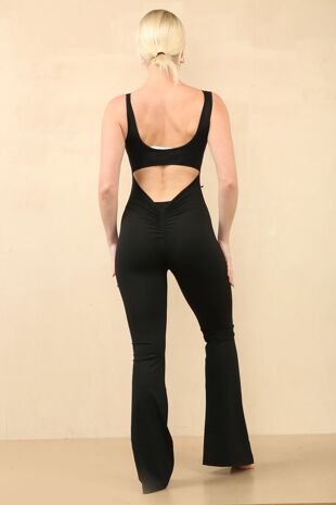 Black Scrunch Bum Seamless Flared Jumpsuit
