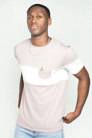 Pink And White Stripe T-shirt With Chest Pocket