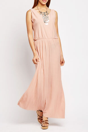 Job Lot Pleated V Neck Maxi Dress