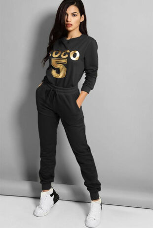 Plus Size Black Coco 5 Lounge Tracksuit