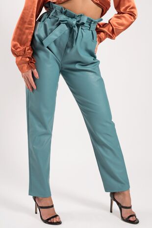 PU Sage Belted Trouser