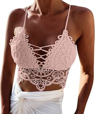 Pink Lace Cutout Bralette