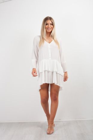 Plus Size Pleated Smock Hem Dress