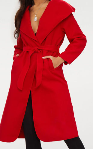 Red Long Waterfall Duster Coat