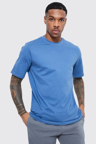 Royal Blue Basic Crew Neck T-Shirt