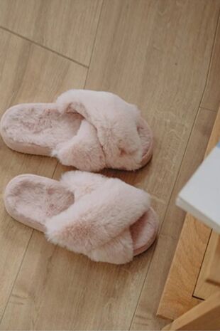 Pink Crossover Snug Faux Fur Slippers