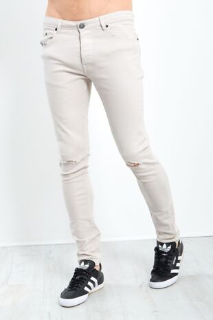 Stone Frayed Knee Skinny Jeans Large