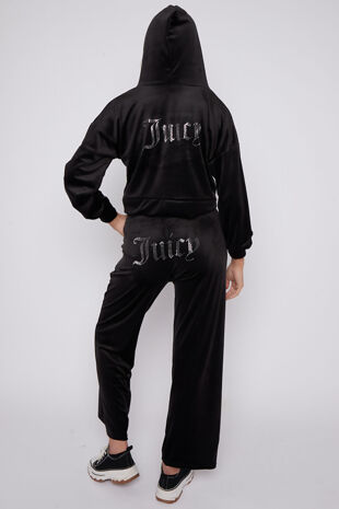 Studded Wide Leg Juicy Print Velour Tracksuit