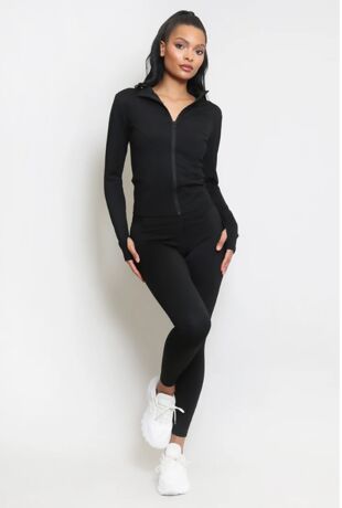 Black Active Top And Legging Energy Gym Set 