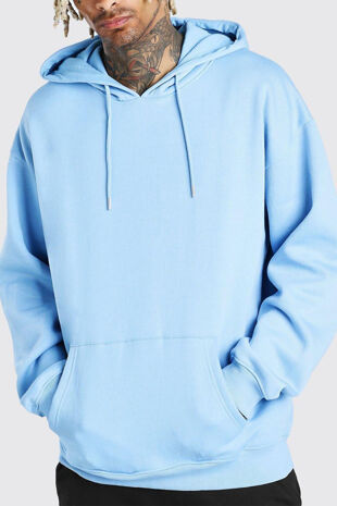 Sky Blue Basic Fleece Pullover Hoodie