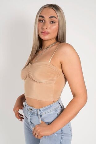Stone Ruched Strappy Cropped Bralette