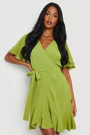 Tie Waist Wrap Midi Dress 