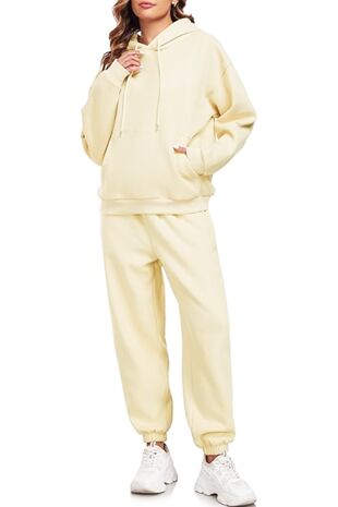 Cream Oversized Hoody and Jogger Tracksuit