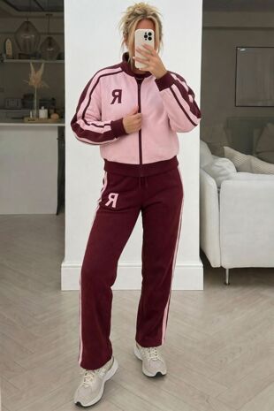 Wine R Label Striped Lounge Tracksuit Set