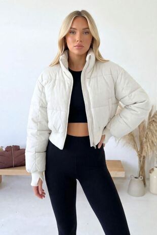Cream Cold Front Puffer Jacket