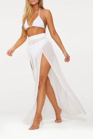 White Mesh Maxi Skirt