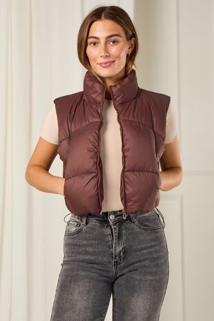 Wine Lightweight Quilted Zip-Up Gilet